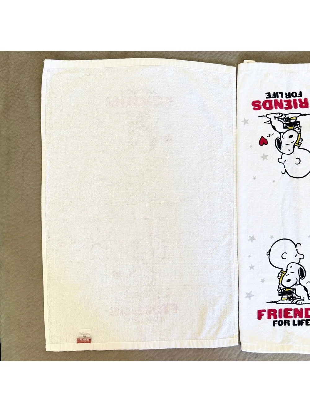 Snoopy Charlie Brown Friends For Life Kitchen Hand Towels NWOT 2-Pack EUC